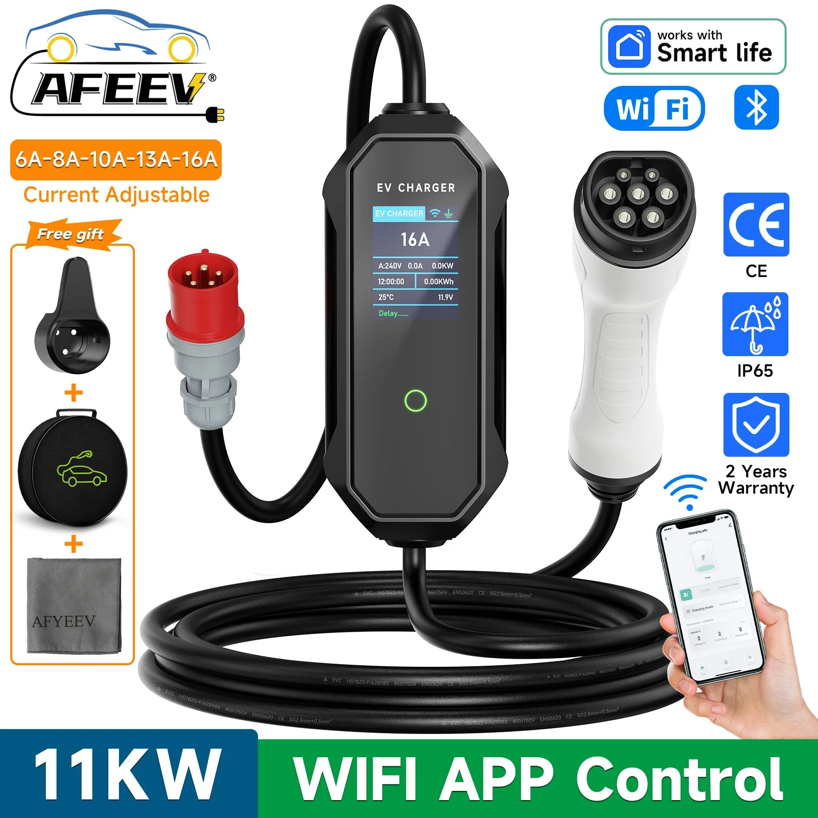 Type 2 Portable Ev Charger 11Kw Cee - AFEEV Type 2 Portable EV Charger