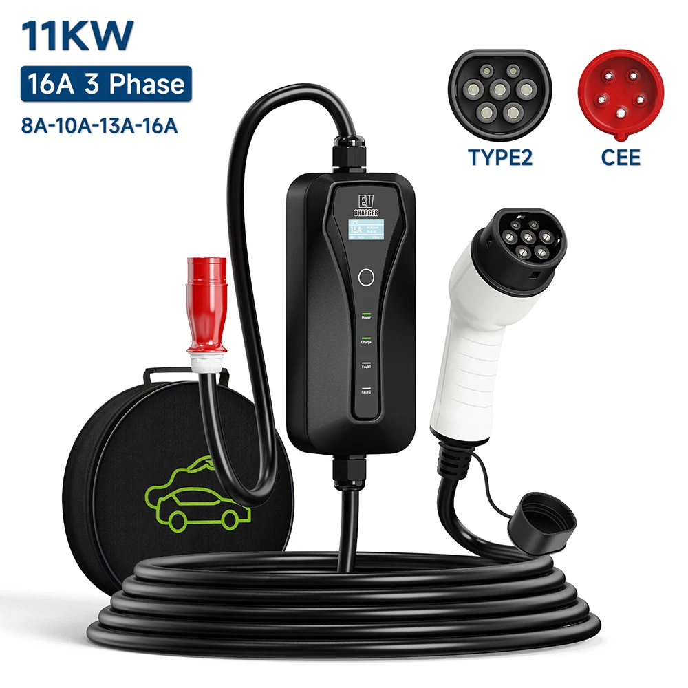 11KW 16A EV Charger Type 2 EVS - огляд і ціна Type 2 Portable Ev Charger 11Kw Cee